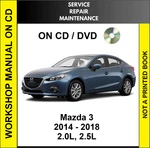 Mazda 3 2014 2015 2016 2017 2018 Service Repair Workshop Manual On Cd. Fixed Price $22.99.