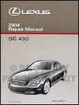 2004 Lexus Shop Manual Volume 1 New Original Repair Service Book. Fixed Price $61.95.